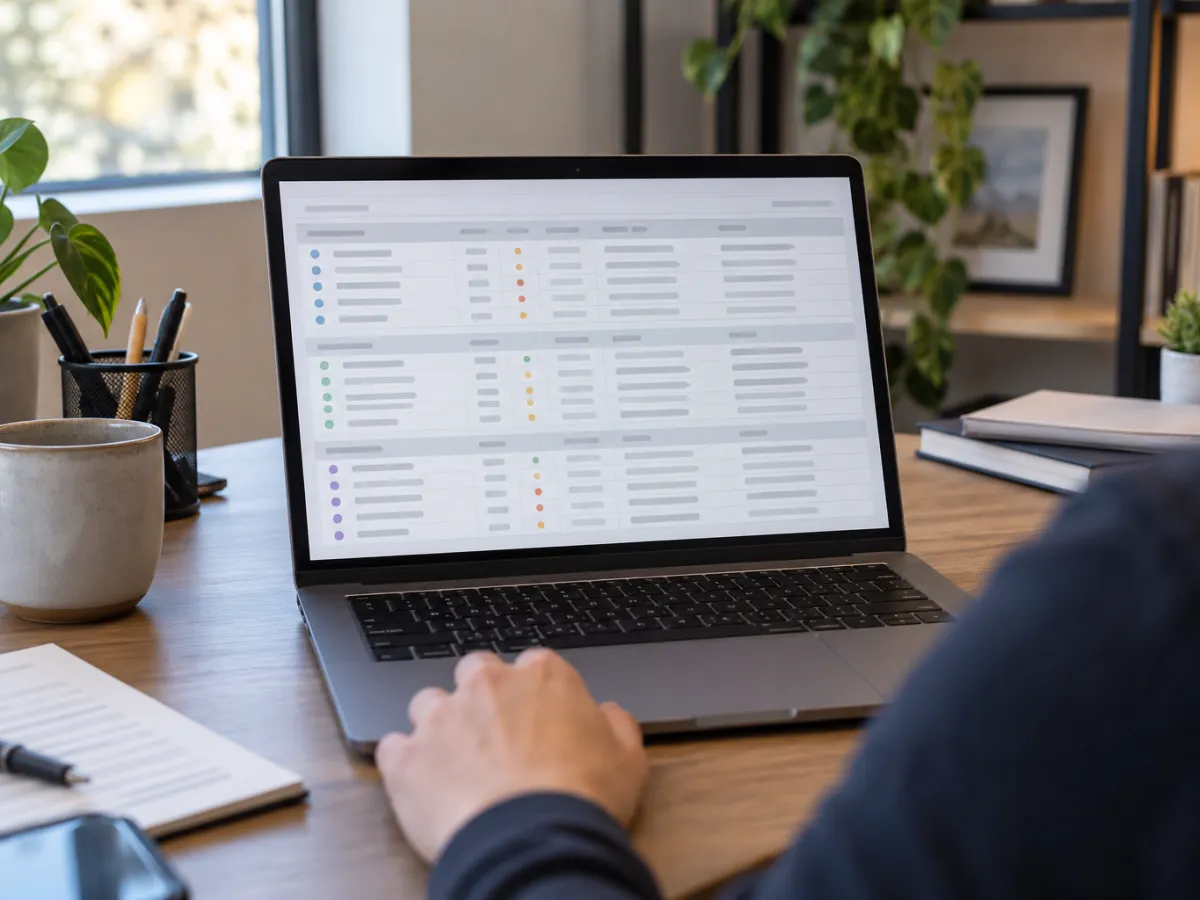 Spreadsheet listing review links, platforms and audit notes for several clients